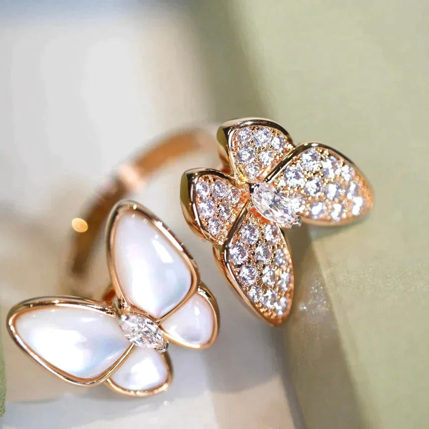 [OAKJURI Jewelry]TWIN BUTTERFLY DIAMOND MOP RING
