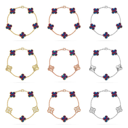[OAKJURI Jewelry]CLOVER 5 MOTIF COLOR GEMSTONES BRACELET COLLECTION