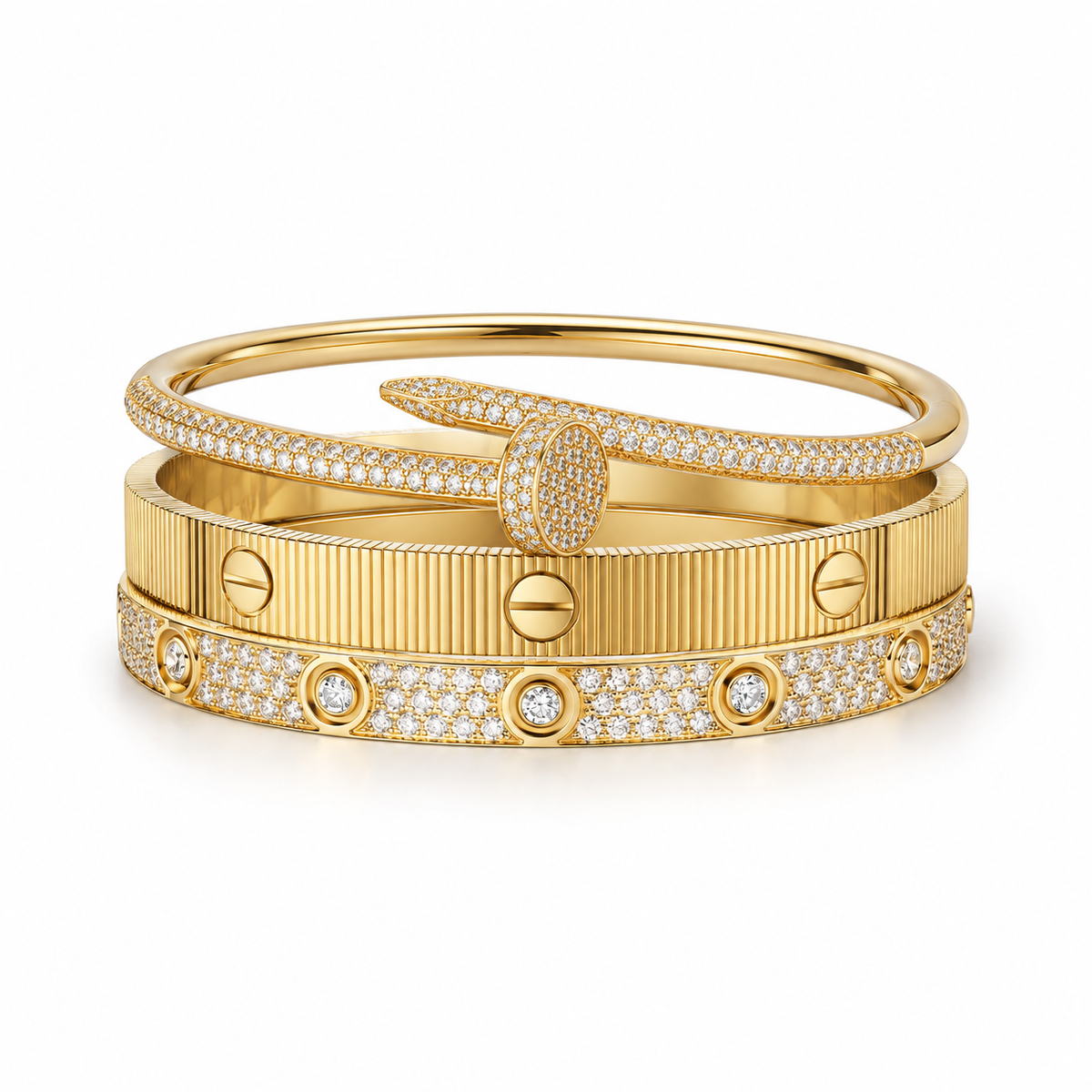 [OAKJURI Jewelry]Love & Juste Statement Bracelet Trio Stack Set