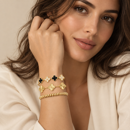 [OAKJURI Jewelry]Clover & Clash Bracelet 3-Piece Stack set