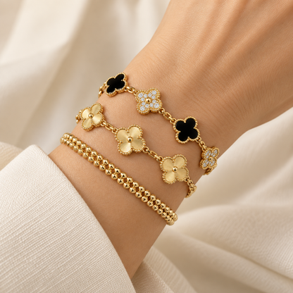 [OAKJURI Jewelry]Clover & Clash Bracelet 3-Piece Stack set