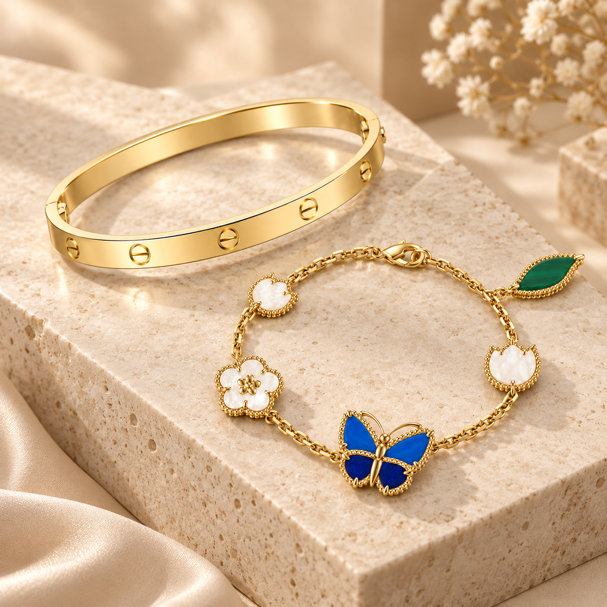 [OAKJURI Jewelry]Lucky Spring & Love Bracelet Stack Set