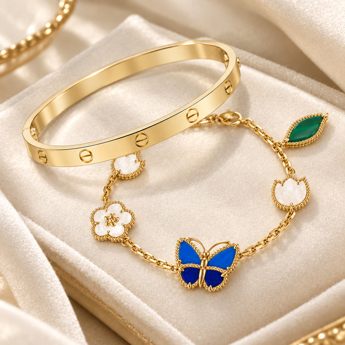 [OAKJURI Jewelry]Lucky Spring & Love Bracelet Stack Set