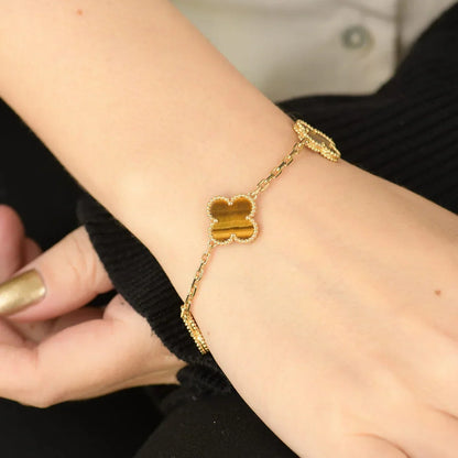[OAKJURI Jewelry] CLOVER 5 MOTIFS TIGER EYE BRACELET COLLECTION