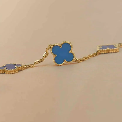 [OAKJURI Jewelry] CLOVER 5 MOTIF BLUE AGATE BRACELET COLLECTION