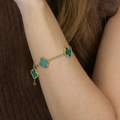 [OAKJURI Jewelry] CLOVER 5 MOTIF MALACHITE BRACELET COLLECTION