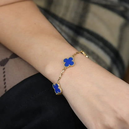 [OAKJURI Jewelry] CLOVER 5 MOTIF BLUE AGATE BRACELET COLLECTION