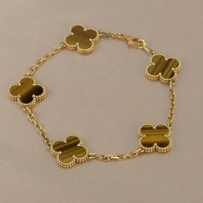 [OAKJURI Jewelry] CLOVER 5 MOTIFS TIGER EYE BRACELET COLLECTION