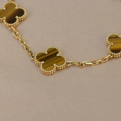 [OAKJURI Jewelry] CLOVER 5 MOTIFS TIGER EYE BRACELET COLLECTION