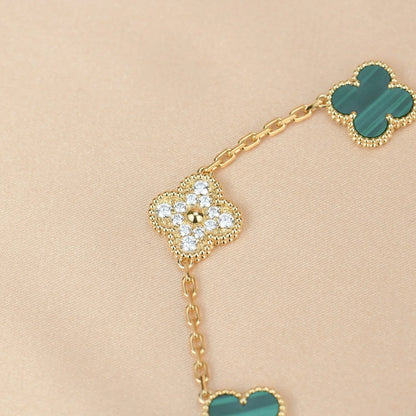 [OAKJURI Jewelry] CLOVER 5 MOTIF MALACHITE BRACELET COLLECTION