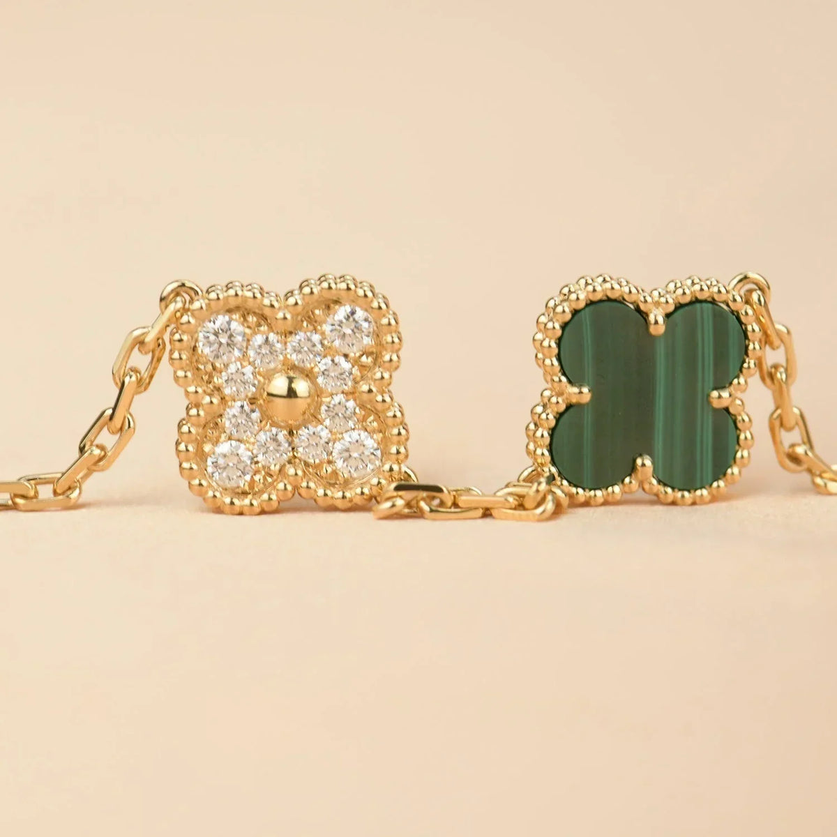 [OAKJURI Jewelry] CLOVER 5 MOTIF MALACHITE BRACELET COLLECTION