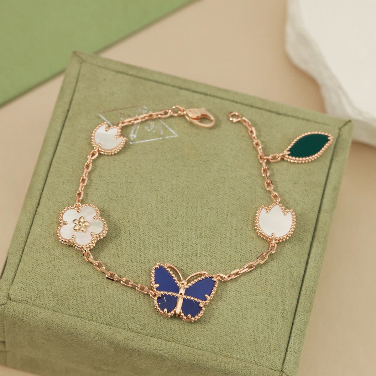 [OAKJURI Jewelry] LOVE Brushed & Lucky Spring Butterfly 5-Motif Bracelet Stack Set