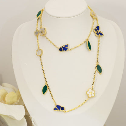 [OAKJURI Jewelry]LUCKY SPRING BUTTERFLY 15 FLOWER NECKLACE