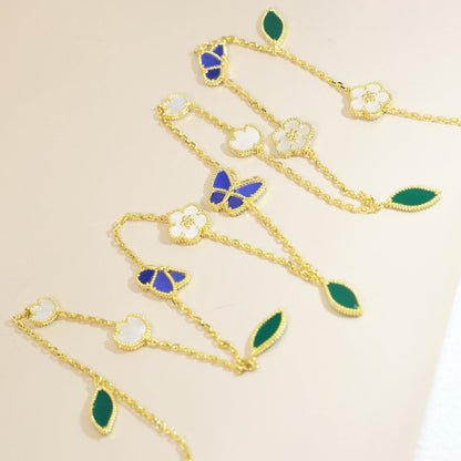 [OAKJURI Jewelry]LUCKY SPRING BUTTERFLY 15 FLOWER NECKLACE