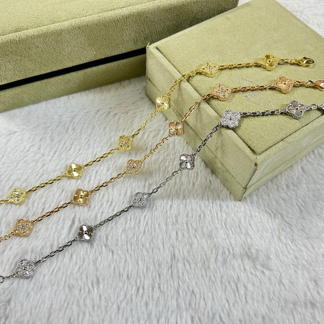 [OAKJURI Jewelry]CLOVER 6 MOTIF DIAMOND LASER BRACELET