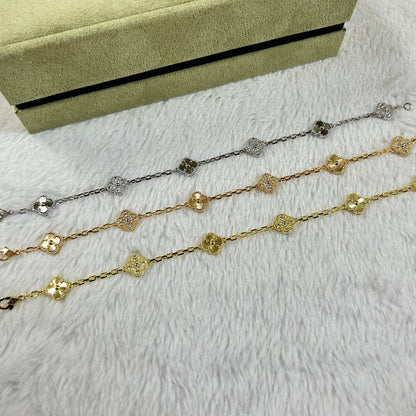 [OAKJURI Jewelry]CLOVER 6 MOTIF DIAMOND LASER BRACELET