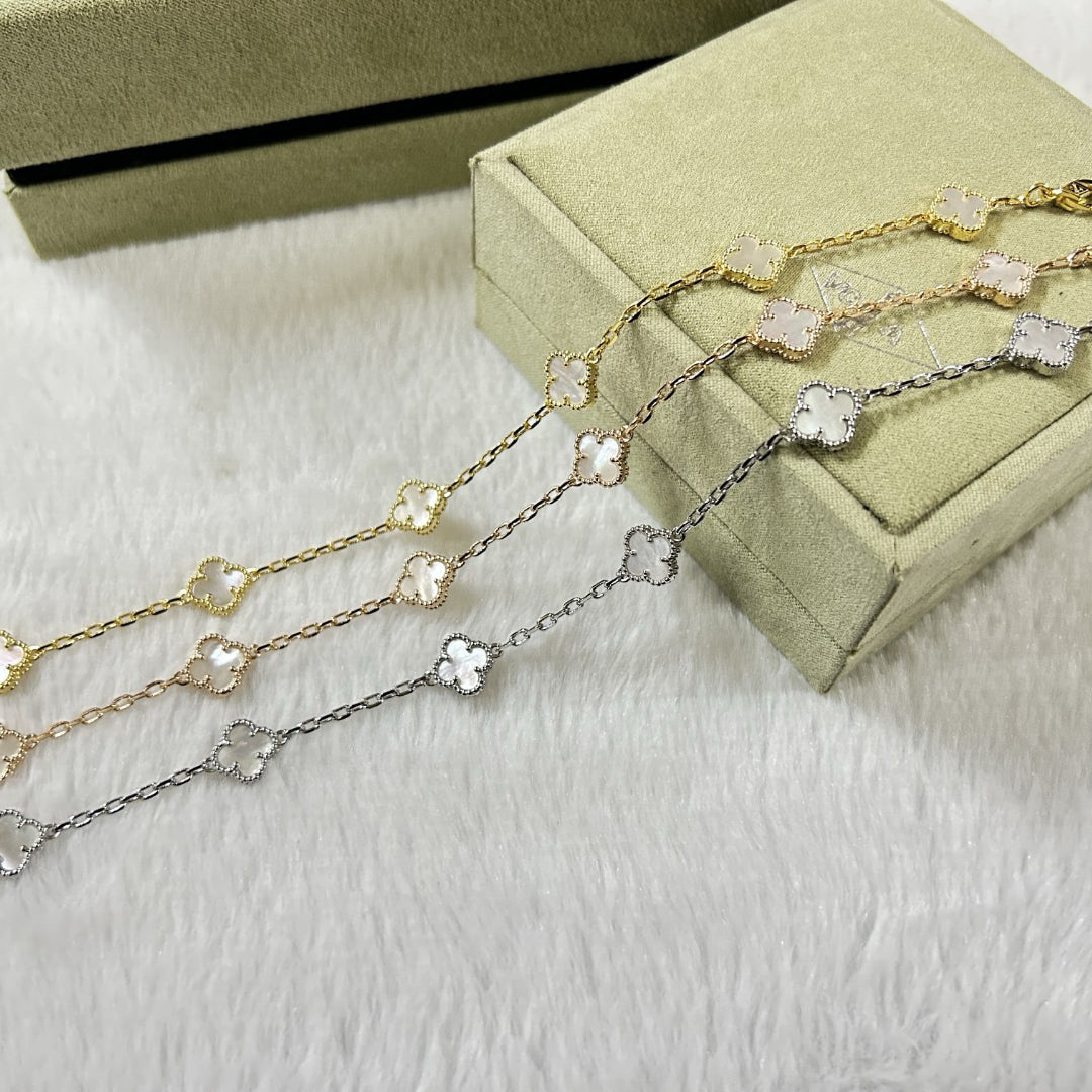 [OAKJURI Jewelry]CLOVER 6 MOTIF WHITE MOP BRACELET