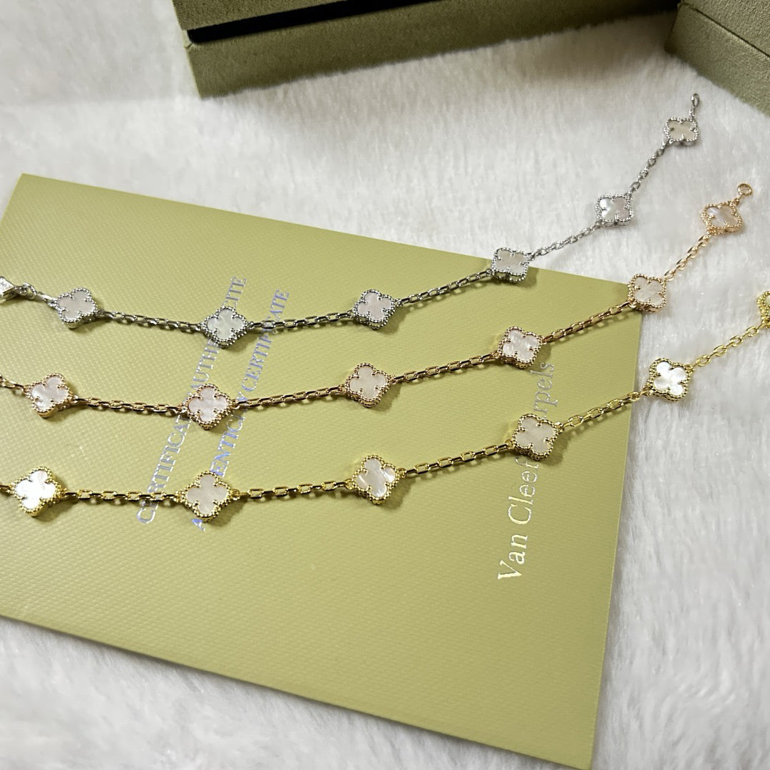 [OAKJURI Jewelry]CLOVER 6 MOTIF WHITE MOP BRACELET