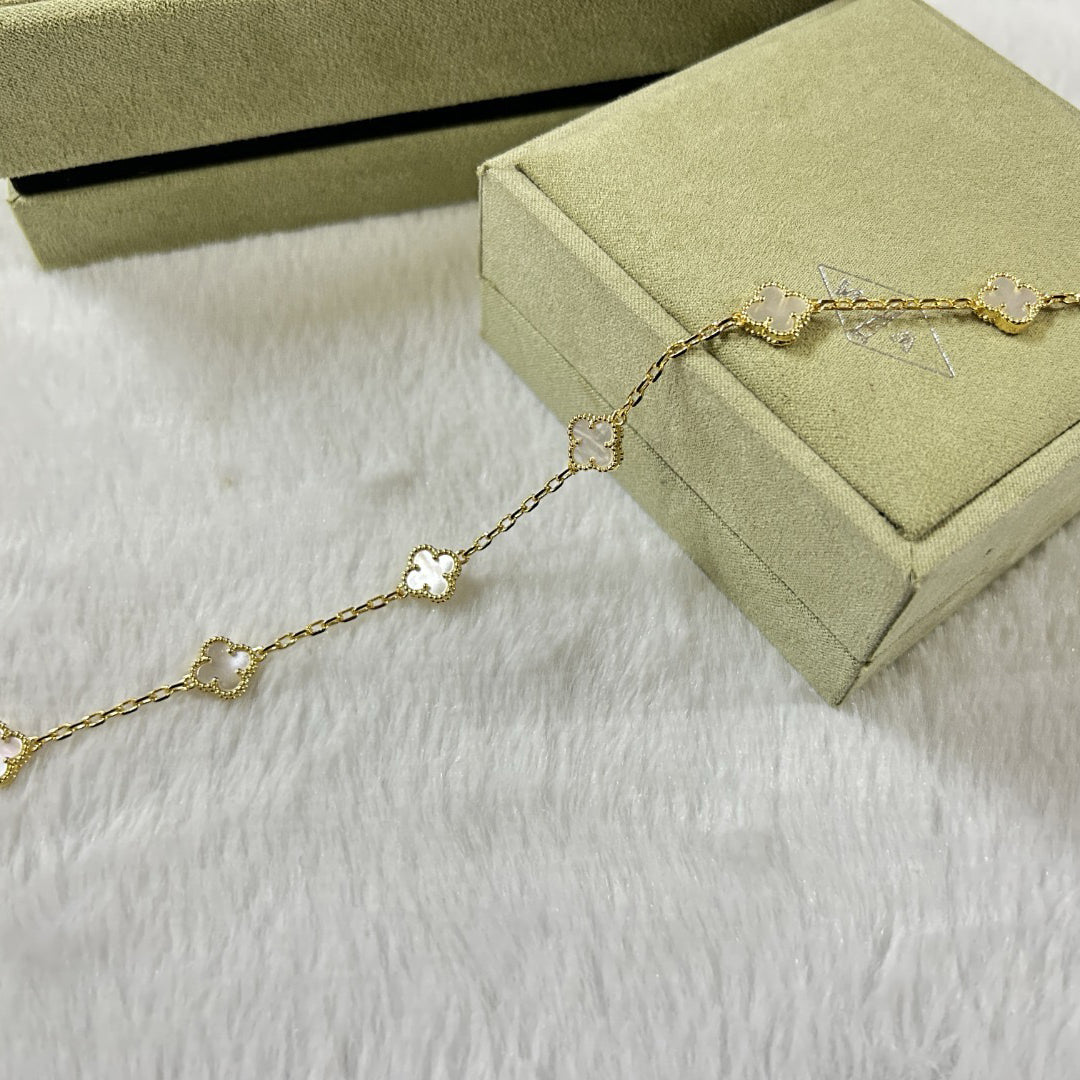 [OAKJURI Jewelry]CLOVER 6 MOTIF WHITE MOP BRACELET