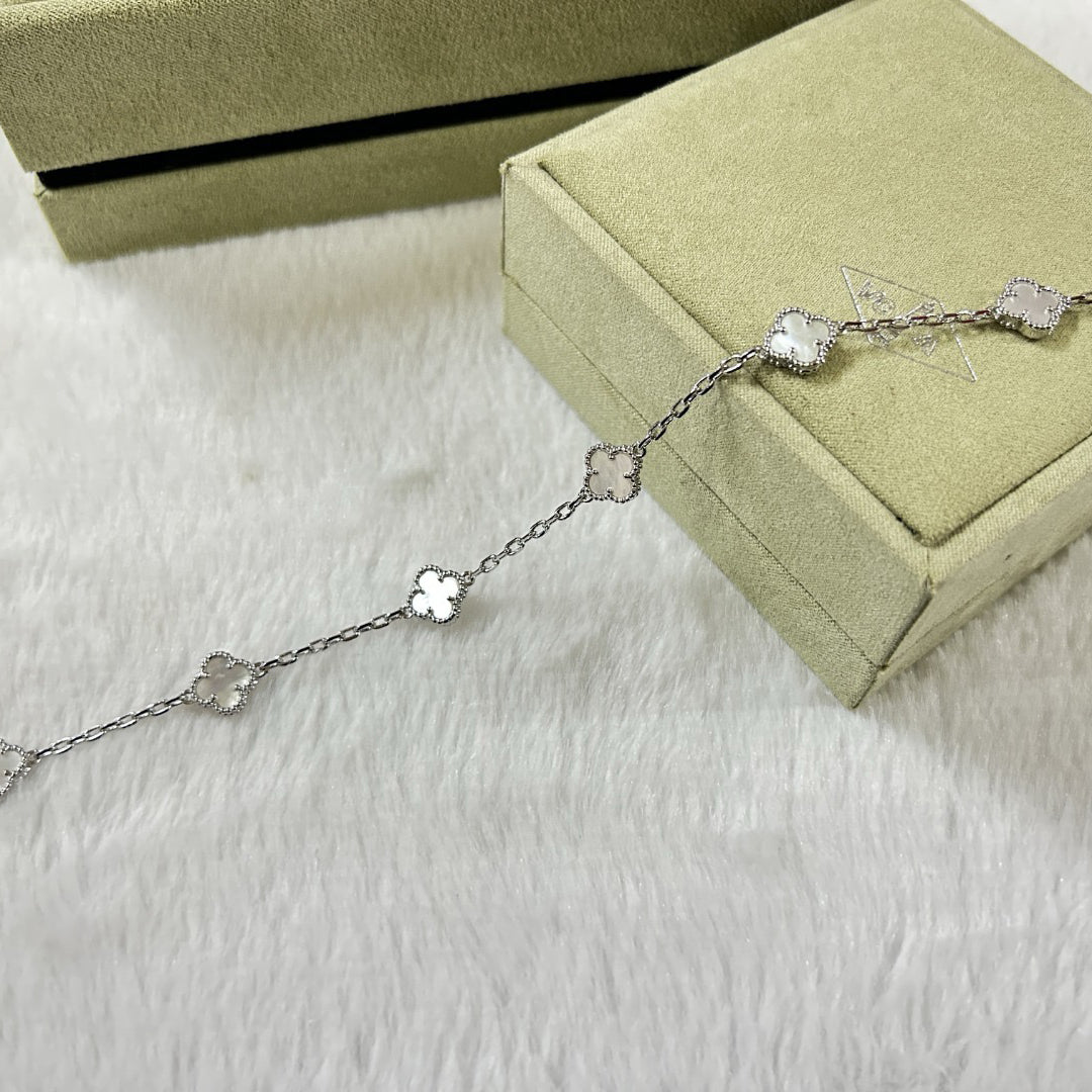 [OAKJURI Jewelry]CLOVER 6 MOTIF WHITE MOP BRACELET
