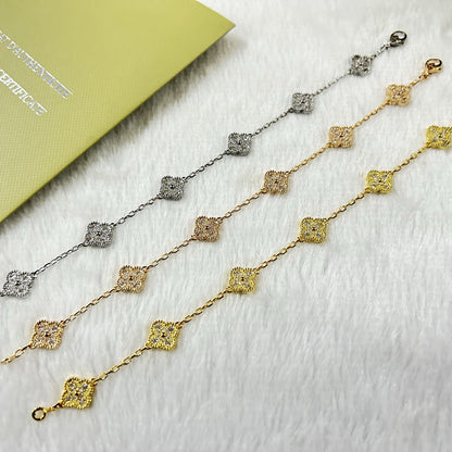 [OAKJURI Jewelry]CLOVER 6 MOTIF DIAMOND BRACELET