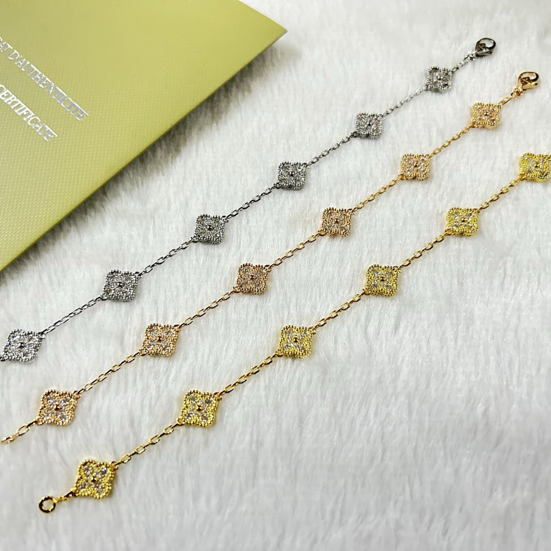 [OAKJURI Jewelry]CLOVER 6 MOTIF DIAMOND BRACELET