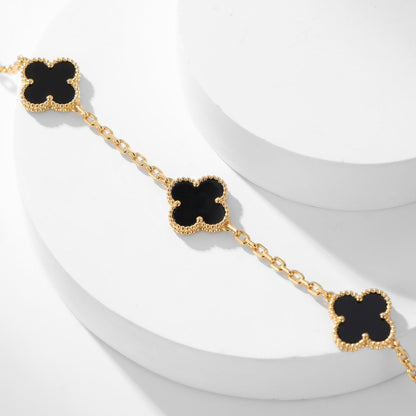 [OAKJURI Jewelry]CLOVER 10 MOTIFS ONYX NECKLACE