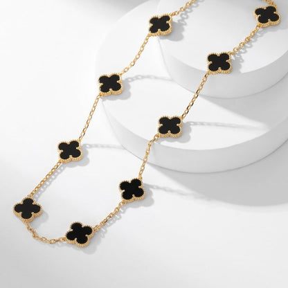 [OAKJURI Jewelry]CLOVER 10 MOTIFS ONYX NECKLACE