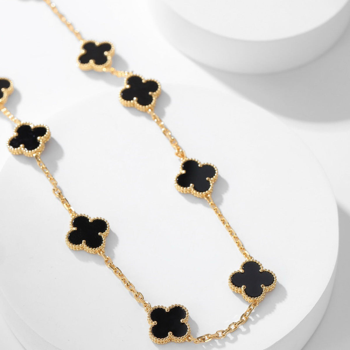[OAKJURI Jewelry]CLOVER 10 MOTIFS ONYX NECKLACE