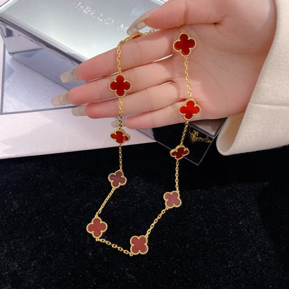 [OAKJURI Jewelry]CLOVER 10 MOTIFS CARNELIAN NECKLACE