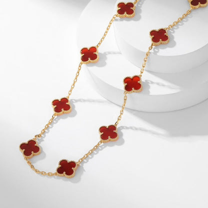 [OAKJURI Jewelry]CLOVER 10 MOTIFS CARNELIAN NECKLACE