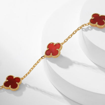 [OAKJURI Jewelry]CLOVER 10 MOTIFS CARNELIAN NECKLACE