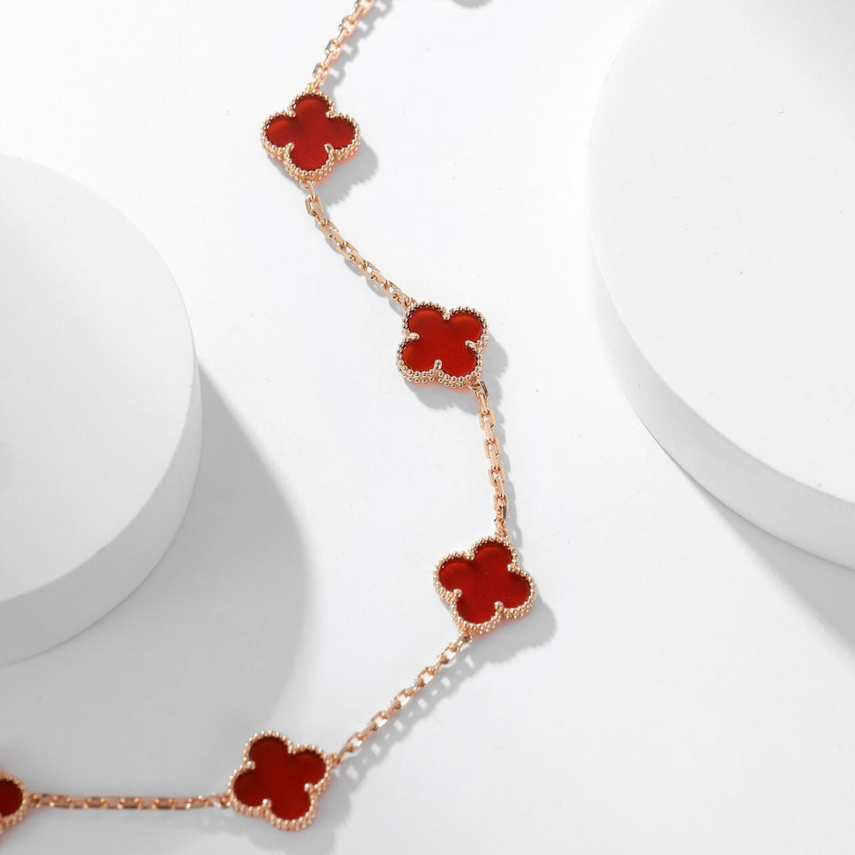 [OAKJURI Jewelry]CLOVER 10 MOTIFS CARNELIAN NECKLACE