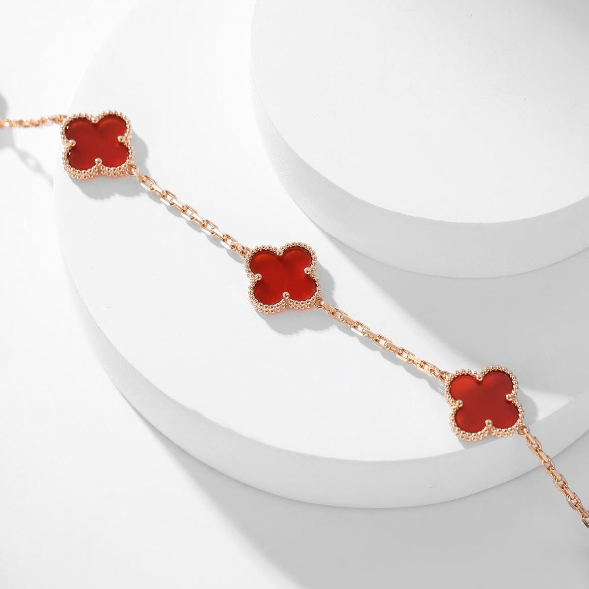 [OAKJURI Jewelry]CLOVER 10 MOTIFS CARNELIAN NECKLACE