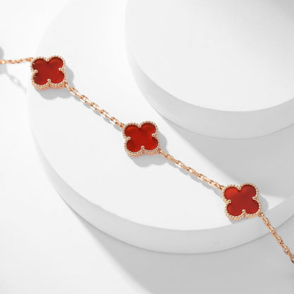 [OAKJURI Jewelry]CLOVER 10 MOTIFS CARNELIAN NECKLACE