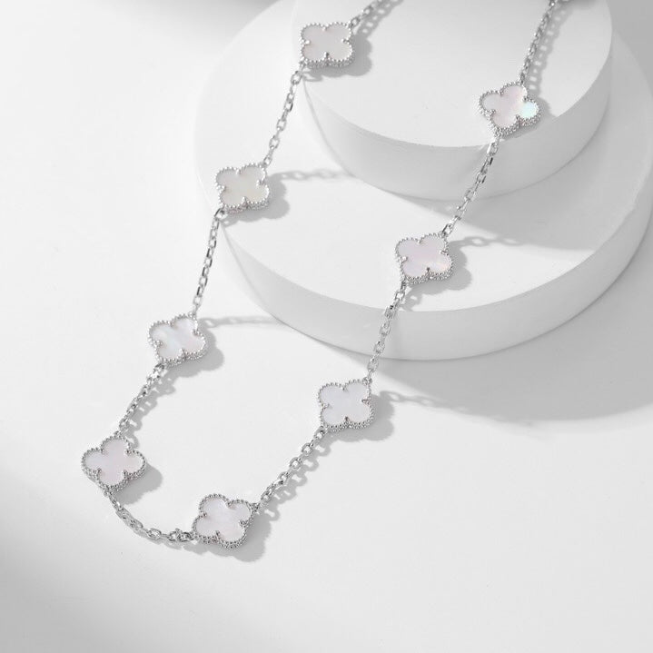 [OAKJURI Jewelry]CLOVER 10 MOTIFS WHITE MOTHER OF PEARL NECKLACE