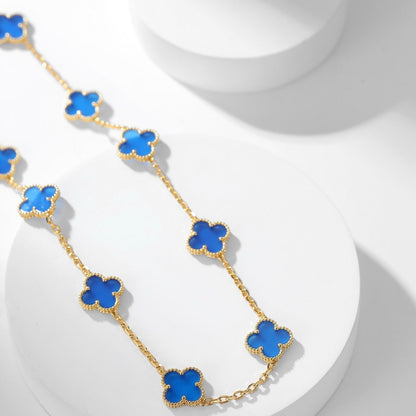 [OAKJURI Jewelry]CLOVER 10 MOTIFS BLUE AGATE NECKLACE