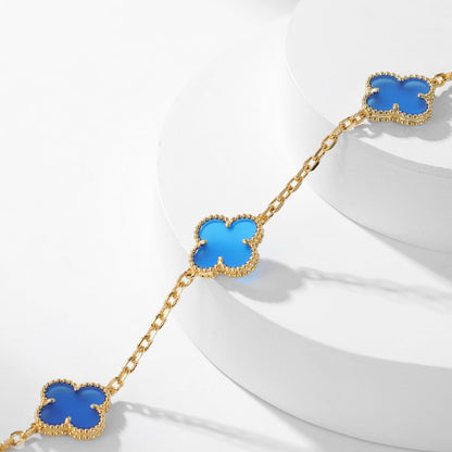 [OAKJURI Jewelry]CLOVER 10 MOTIFS BLUE AGATE NECKLACE