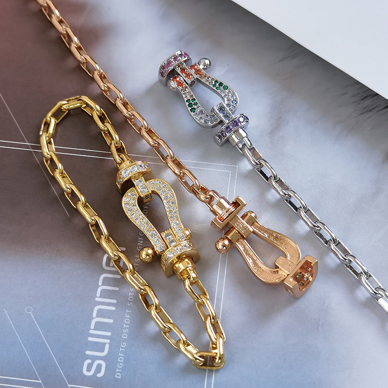 [OAKJURI Jewelry]FORCE LARGE HORSESHOE CLASP  METAL BRACELET