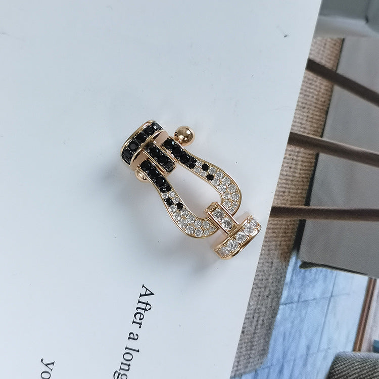 [OAKJURI Jewelry]FORCE LARGE HORSESHOE BLACK WHITE DIAMOND BRACELET ROSE GOLD