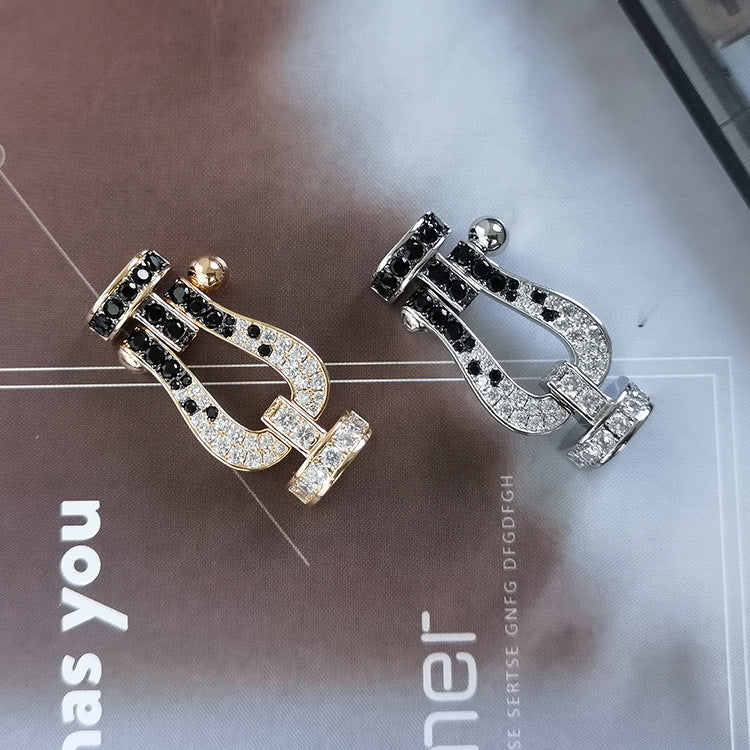 [OAKJURI Jewelry]FORCE LARGE HORSESHOE BLACK WHITE DIAMOND BRACELET ROSE GOLD
