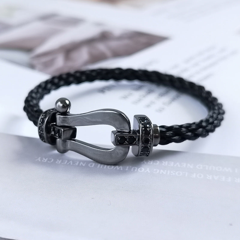 [OAKJURI Jewelry]FORCE LARGE SERIES HORSESHOE BLACK SAMURAI BRACELET