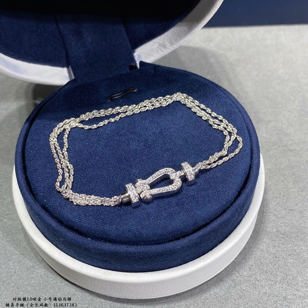 [OAKJURI Jewelry]FORCE SMALL HORSESHOE  DIAMOND CHAIN ROPE BRACELET