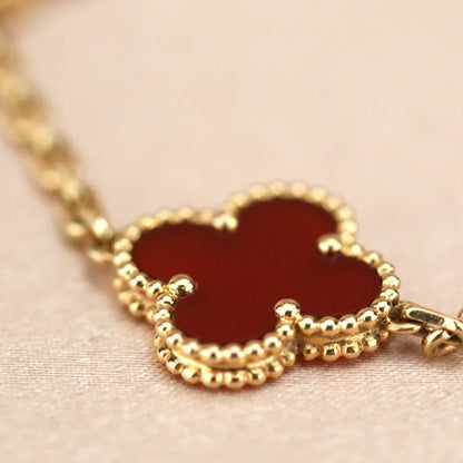 [OAKJURI Jewelry] CLOVER 5 MOTIF RED CORNELIAN BRACELET COLLECTION