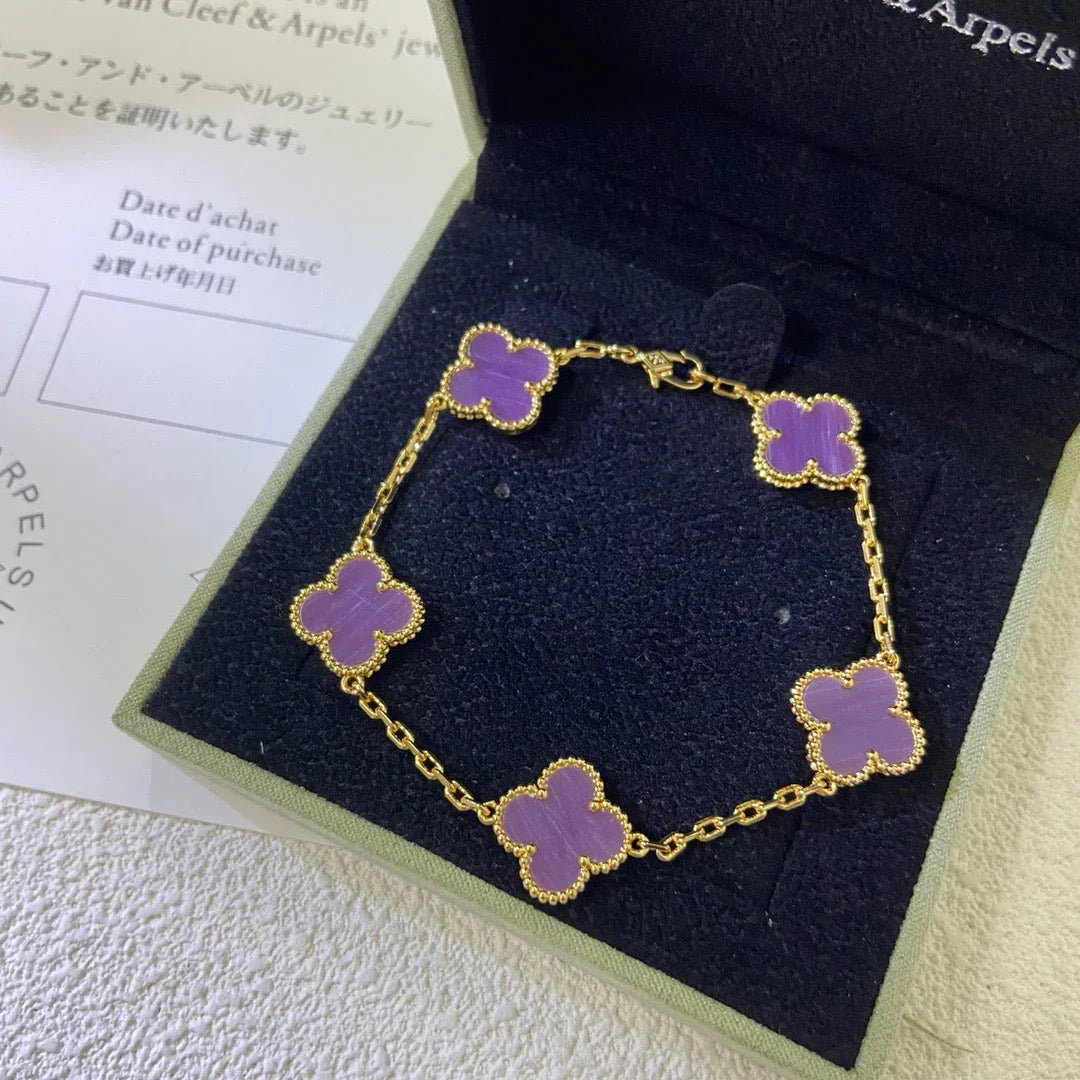 [OAKJURI Jewelry] CLOVER 5 MOTIF VIOLET BRACELET COLLECTION