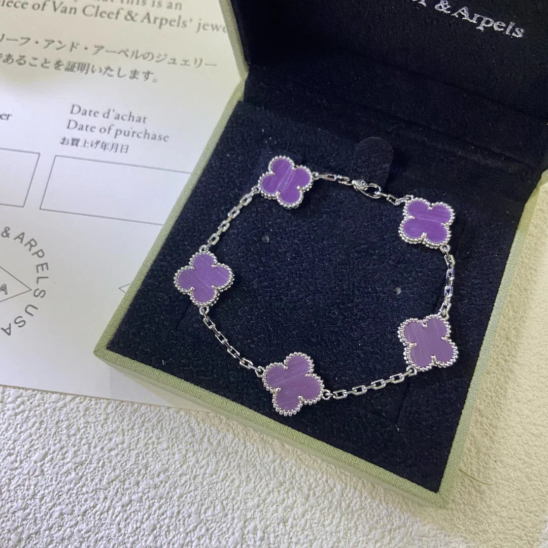[OAKJURI Jewelry] CLOVER 5 MOTIF VIOLET BRACELET COLLECTION
