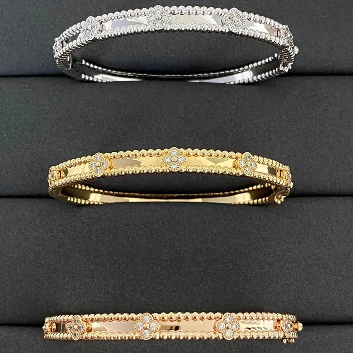 [OAKJURI Jewelry]CLOVER BRACELET 4MM DIAMONDS
