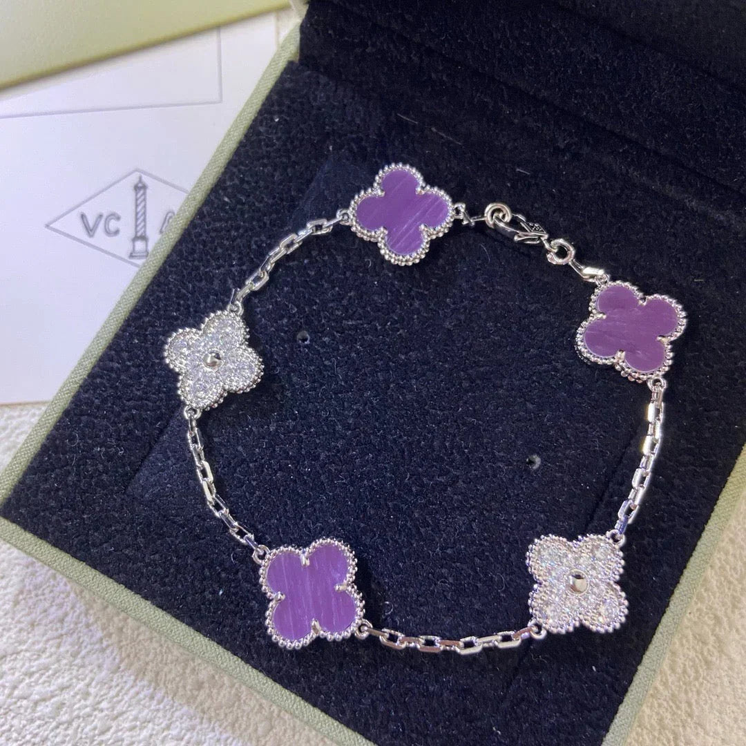 [OAKJURI Jewelry] CLOVER 5 MOTIF VIOLET BRACELET COLLECTION