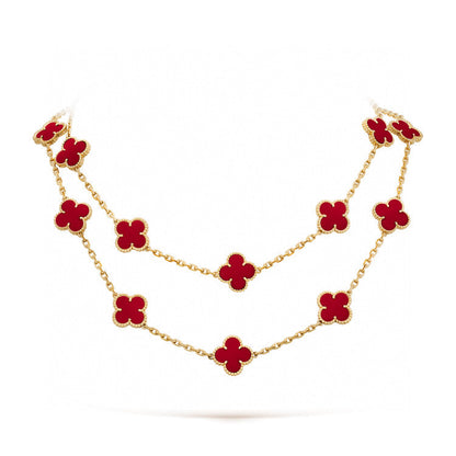 [OAKJURI Jewelry]CLOVER 20 MOTIFS CARNELIAN NECKLACE