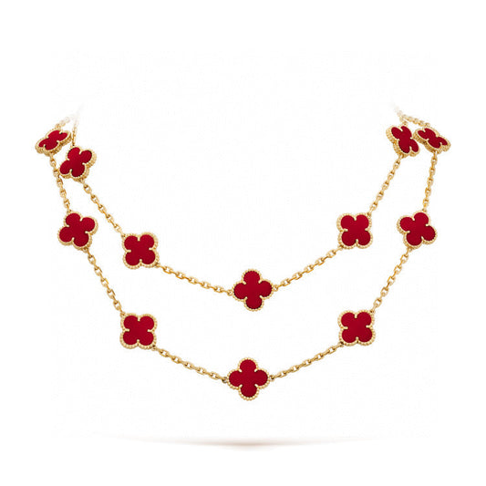 [OAKJURI Jewelry]CLOVER 20 MOTIFS CARNELIAN NECKLACE